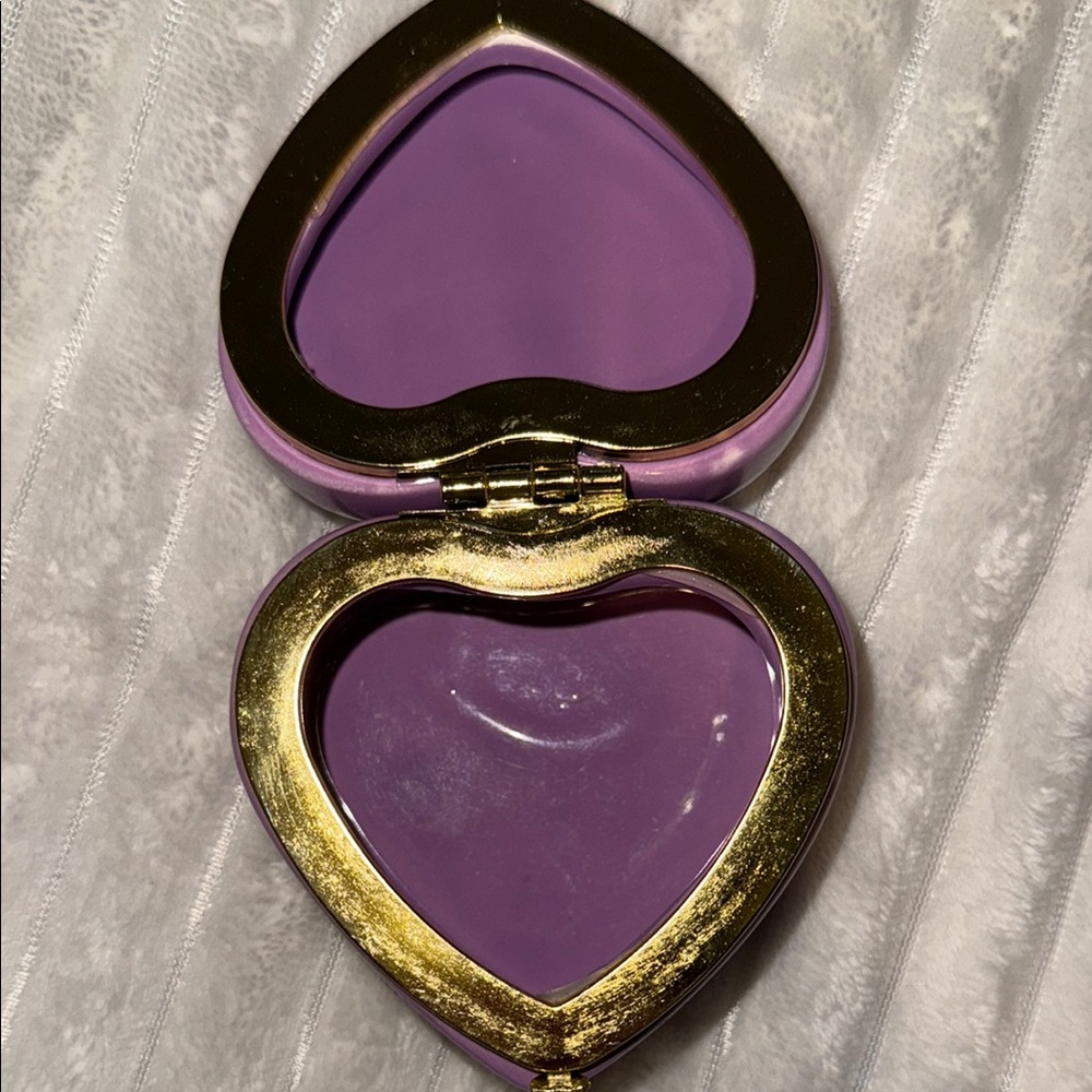 Heart-Shaped Purple and Gold Compact Mirror